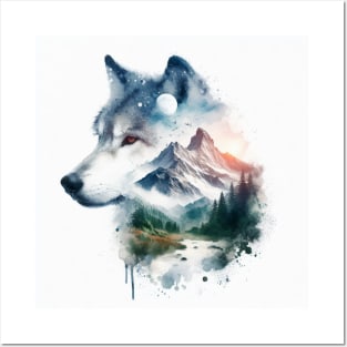 Double Exposure - Wolf - Wilderness Posters and Art